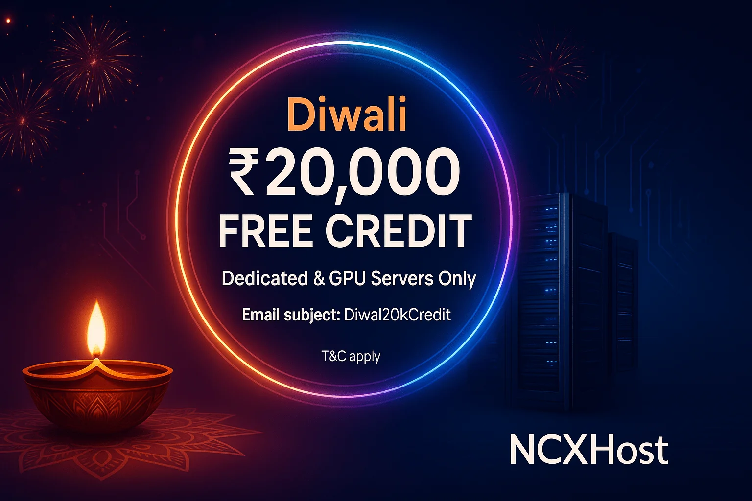 Diwali Special 20k Credit on Dedicated & GPU Servers NCXHost